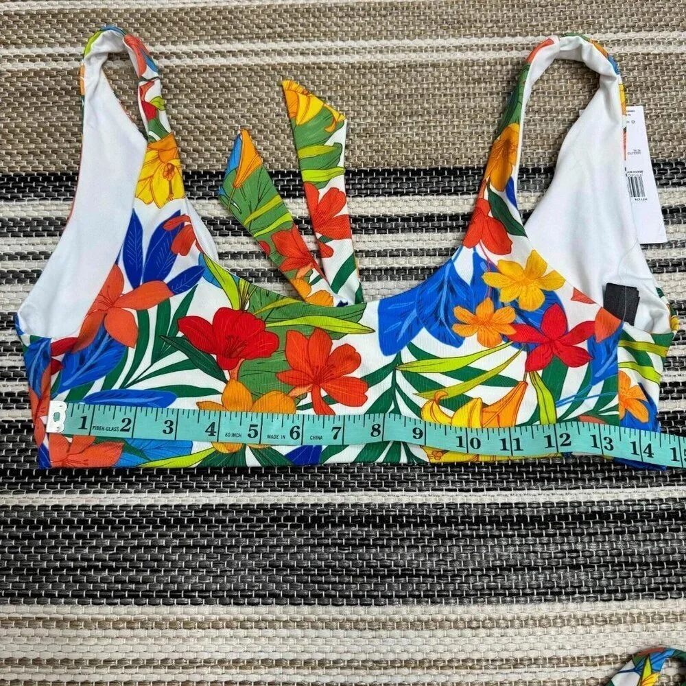 Hurley 2-Piece Swimsuit‎ Beach Botanicical 2-Way Top Cheeky Bottom Multi SIze L